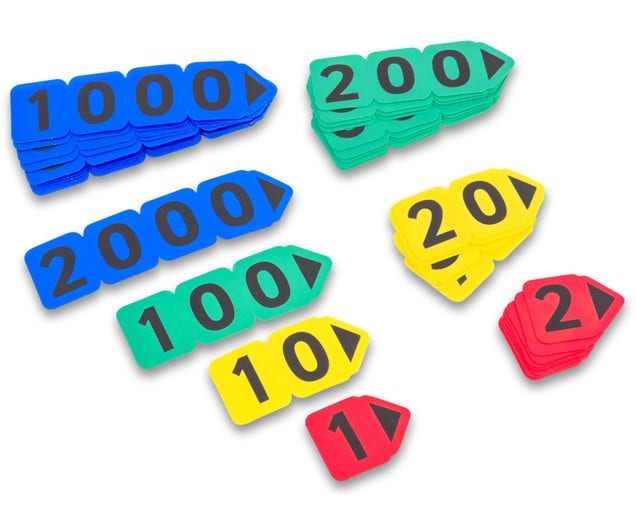 Plastic getalkaarten (0-999 - voor leerlingen)