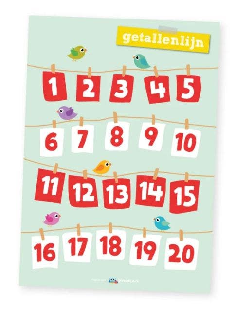 Poster rekenen middenbouw getallenlijn tot 20 - Lesmaatje