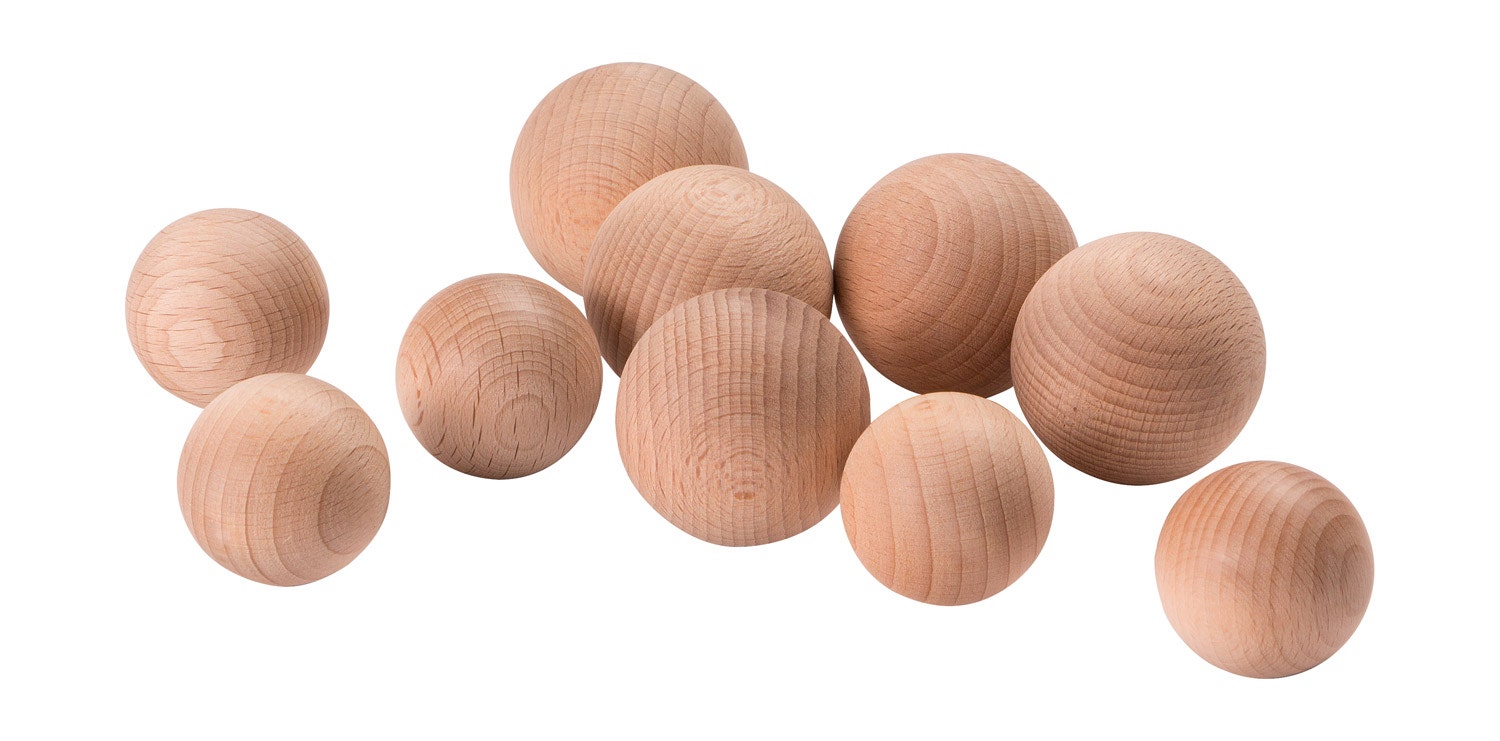 Houten ballen | Ø 3 en 4 cm | 10 stuks