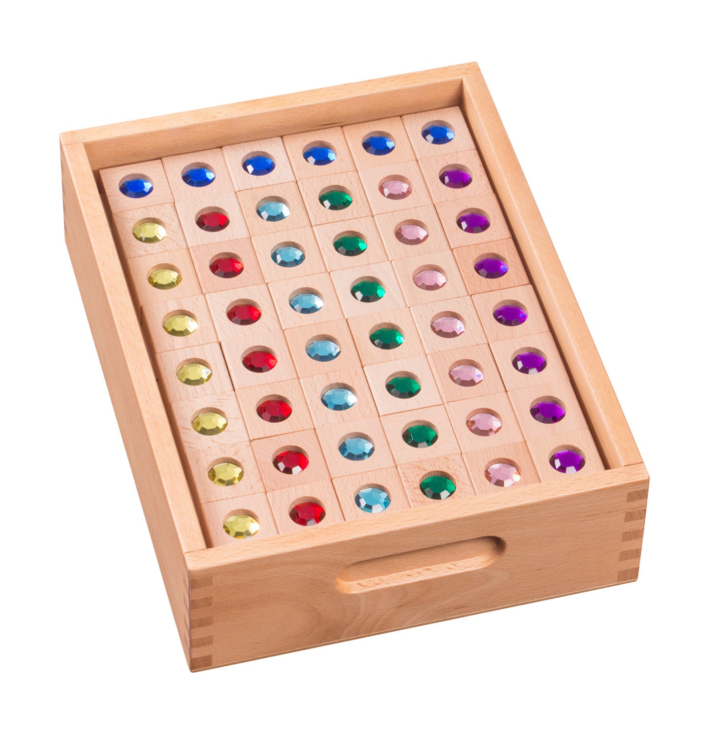 Houten bouwblokjes met juwelen in kist | 128 stuks