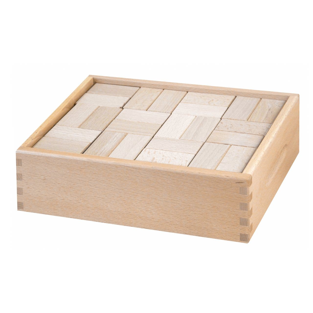 Houten bouwblokken in houten kist | 96-delig
