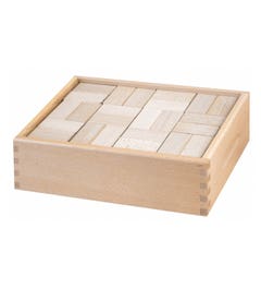 Houten bouwblokken in houten kist | 96-delig
