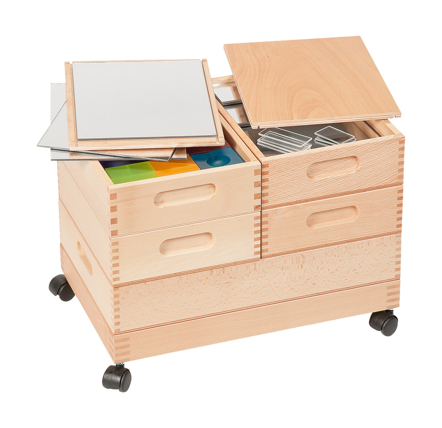 Houten bouwblokken in verrijdbare kist | 426-delig