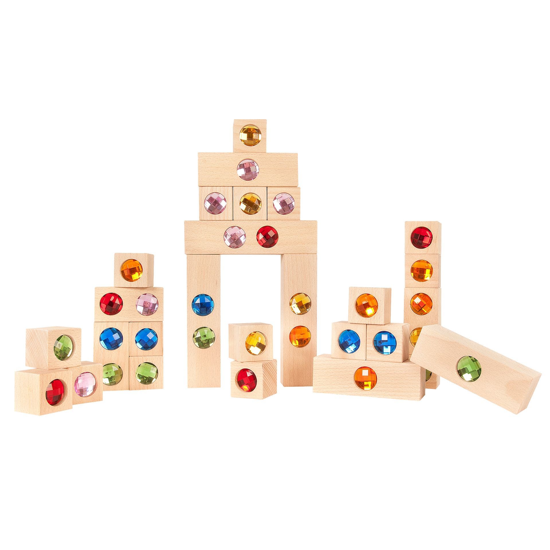 Houten bouwblokken met juwelen (set van 30)