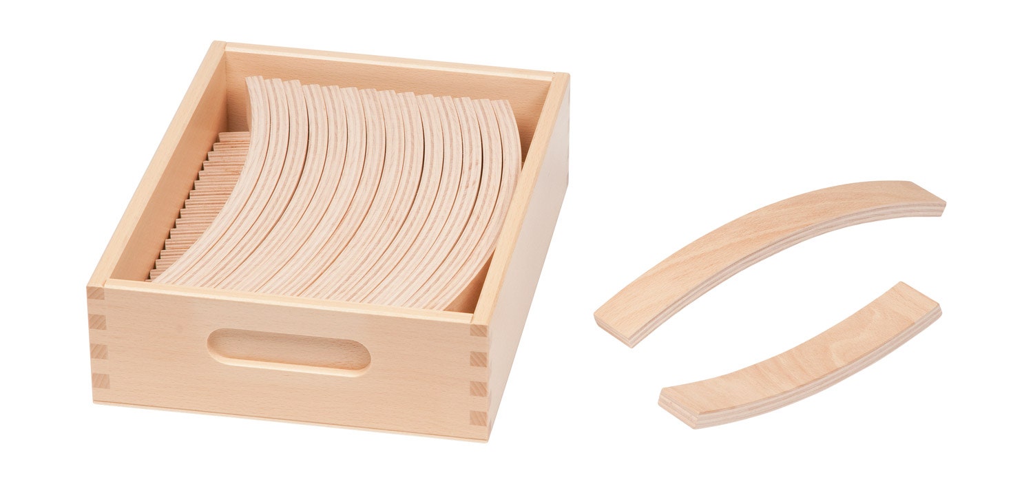 Houten bouwbogen in kist | Klein | 37 stuks