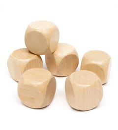 Blanco houten dobbelstenen | 40 mm (6 st.)