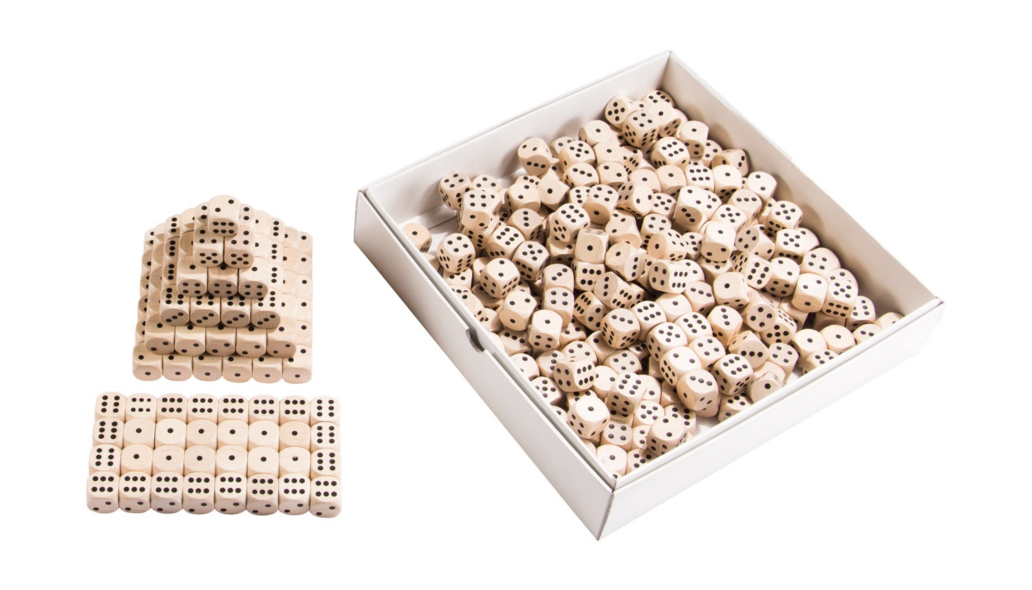 Houten dobbelstenen met stippen 1-6 | 30 mm | 250 stuks