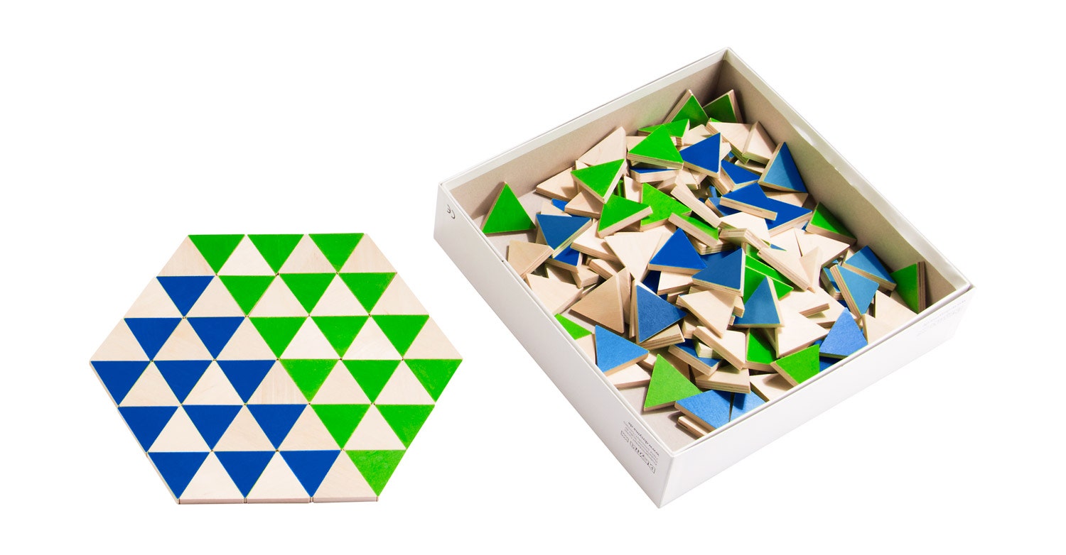 Houten driehoekjes | Groen, blauw en naturel (400 stuks)