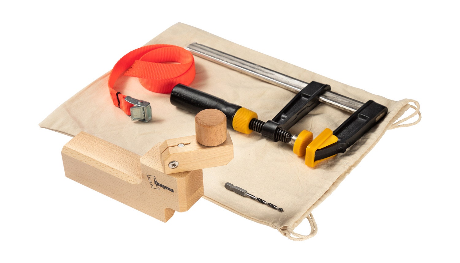 Houten handboor kindergereedschap, met klem en spanband