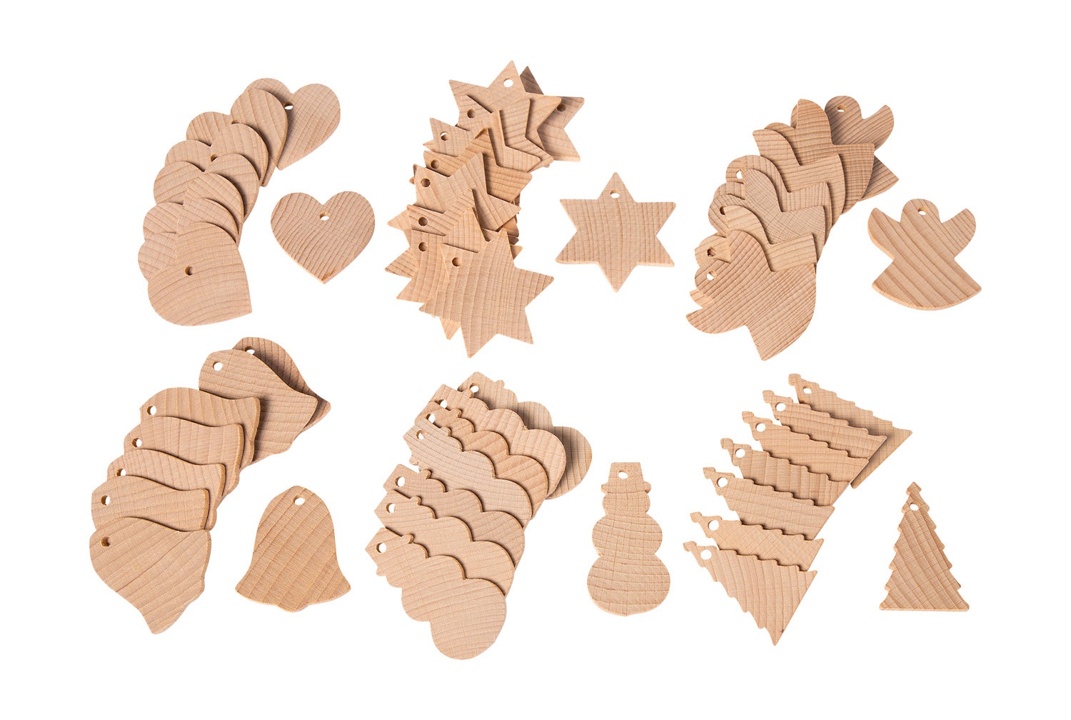 Houten kerstornamenten knutselen (50 stuks)