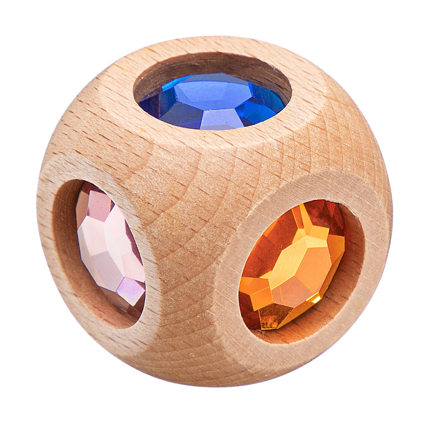 Houten kleurendobbelsteen met juwelen | 35 mm