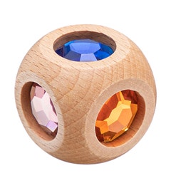 Houten kleurendobbelsteen met juwelen | 35 mm