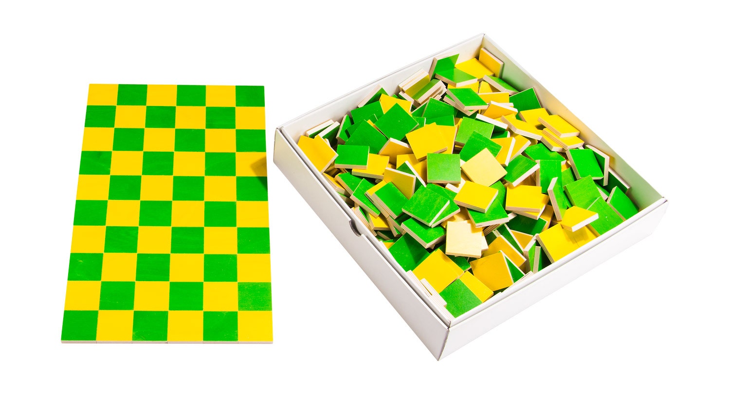 Houten vierkantjes | 5 x 5 cm | Groen-geel (410 stuks)