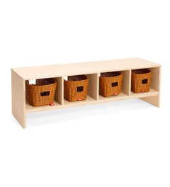 Houten kinderbank | 4 vakken | 4 manden | 120 x 37 x 35 cm