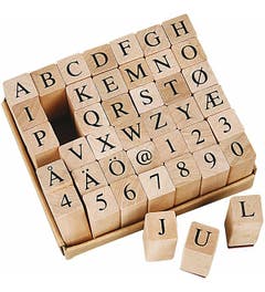 Houten stempel alfabet - Cijfers en letters