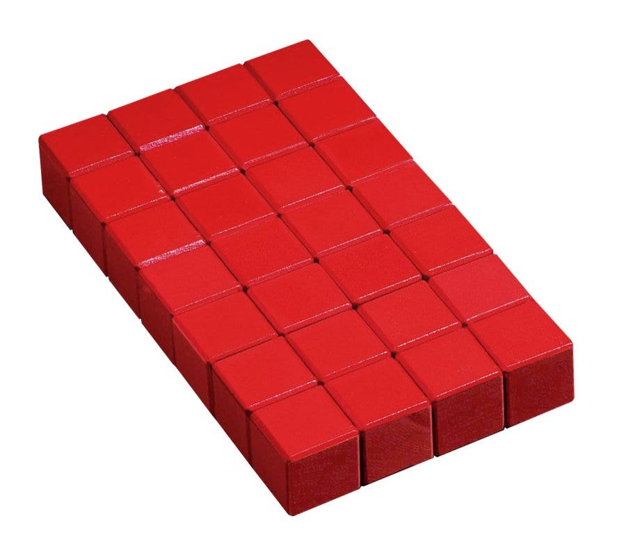 Houten kubussen met afgeronde hoekjes | 3 x 3 cm | Rood (28 st.)