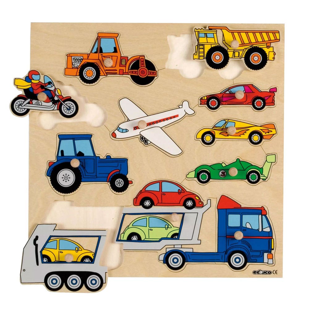 Inlegpuzzel | Educo | 11 stukjes | Voertuigen