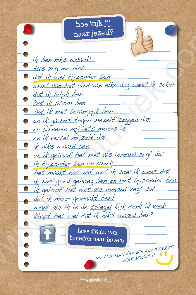 Jij bent Uniek! Poster Ondersteboven