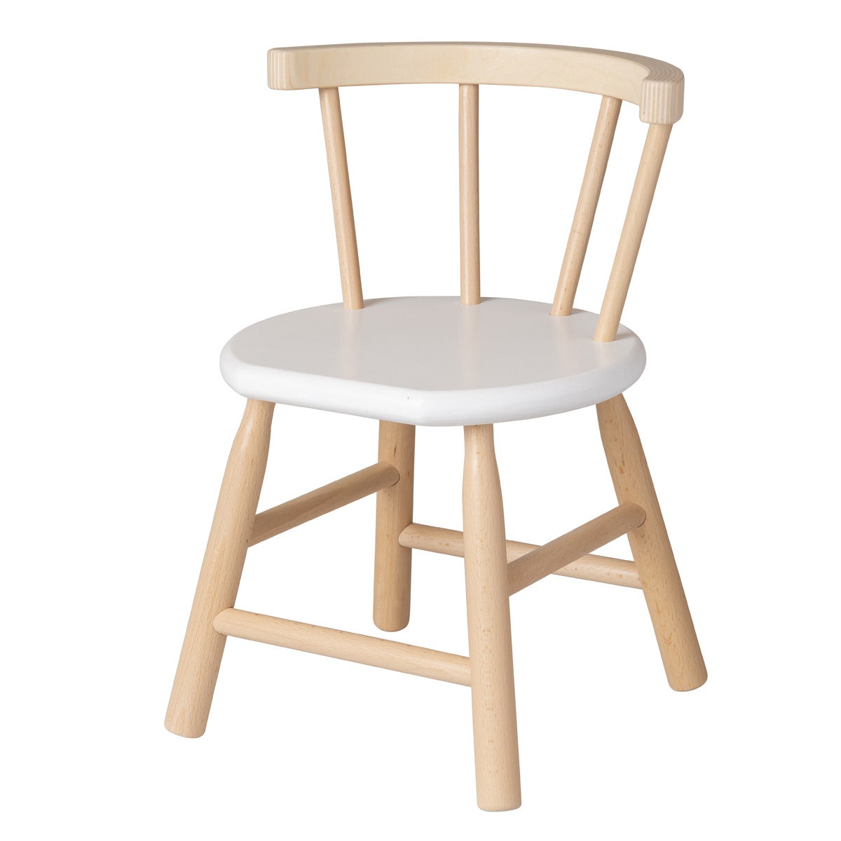 Kinderstoel | Gebogen leuning | Hout | Naturel Wit
