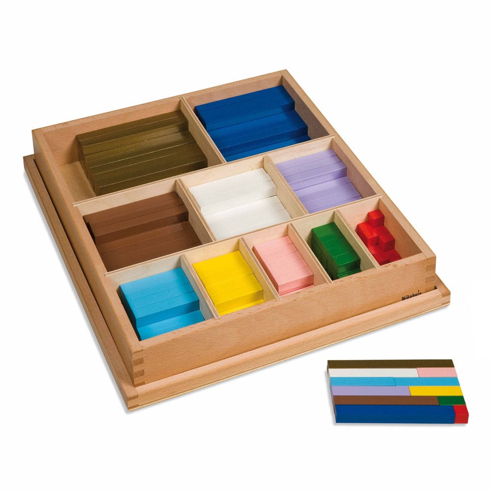 Kist met houten rekenstaafjes