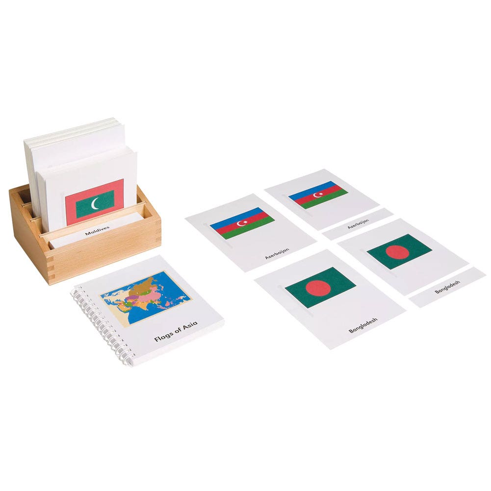 Kistje met de vlaggen van Azië