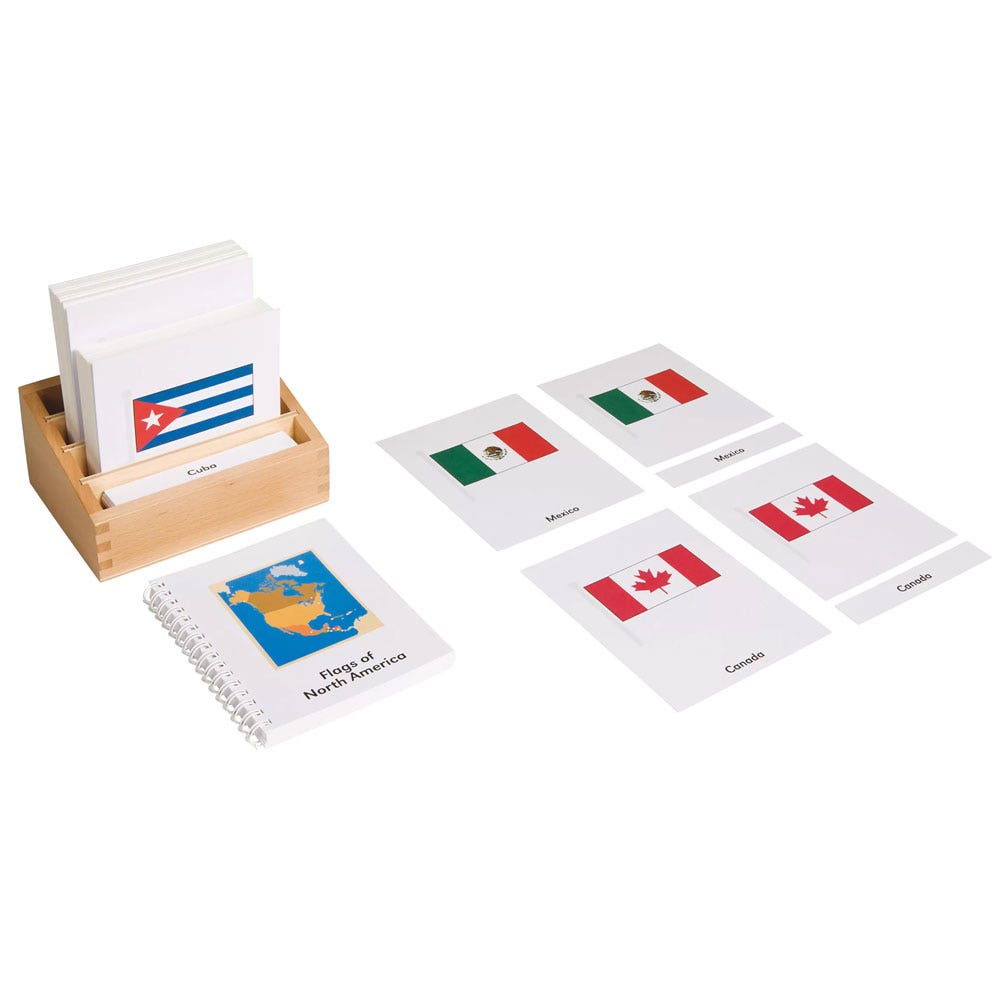 Kistje met de vlaggen van Noord-Amerika
