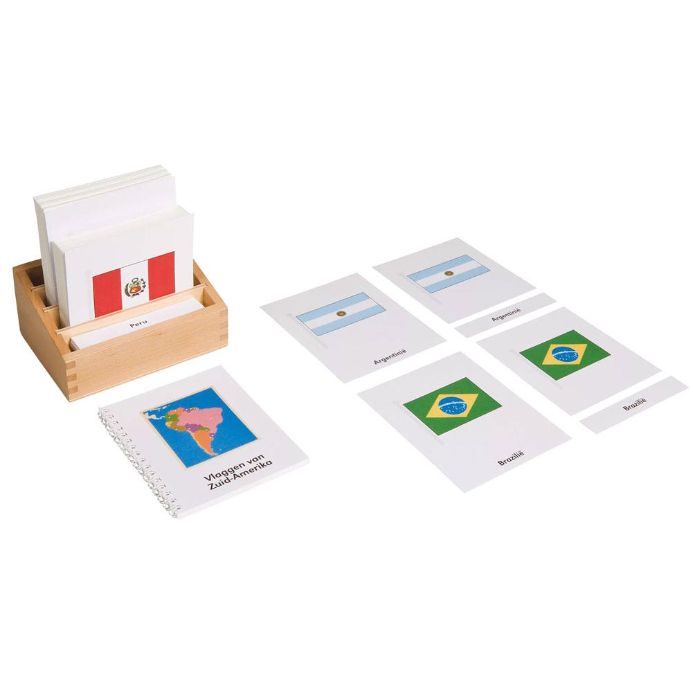 Kistje met de vlaggen van Zuid-Amerika