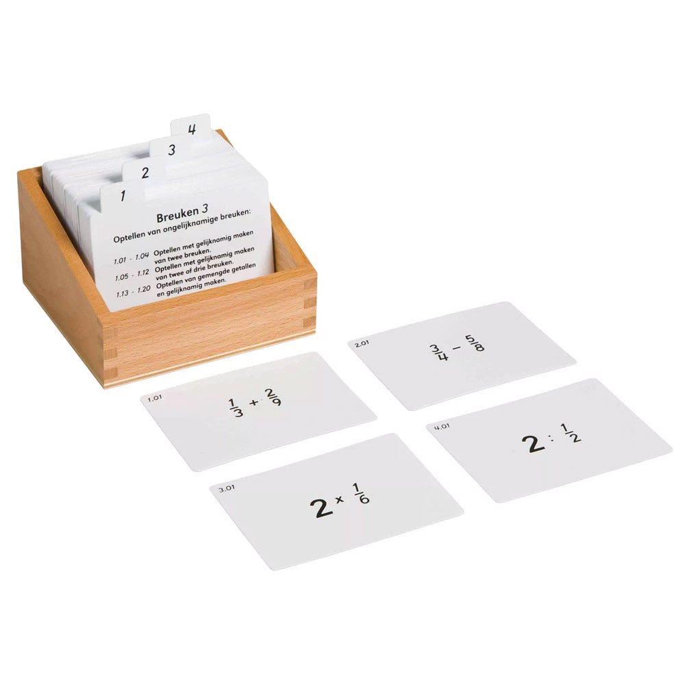 Kistje met opdrachten voor breukenmateriaal