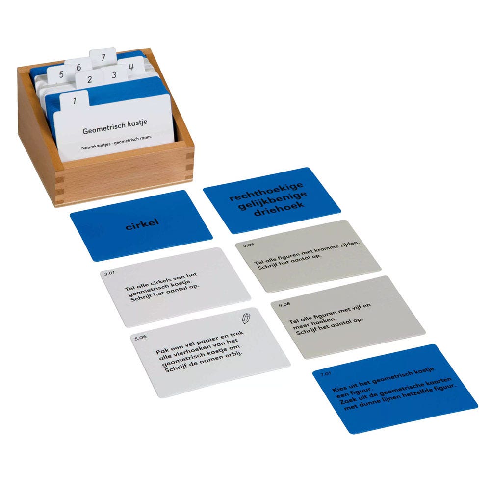 Kistje met opdrachten voor geometrisch kastje