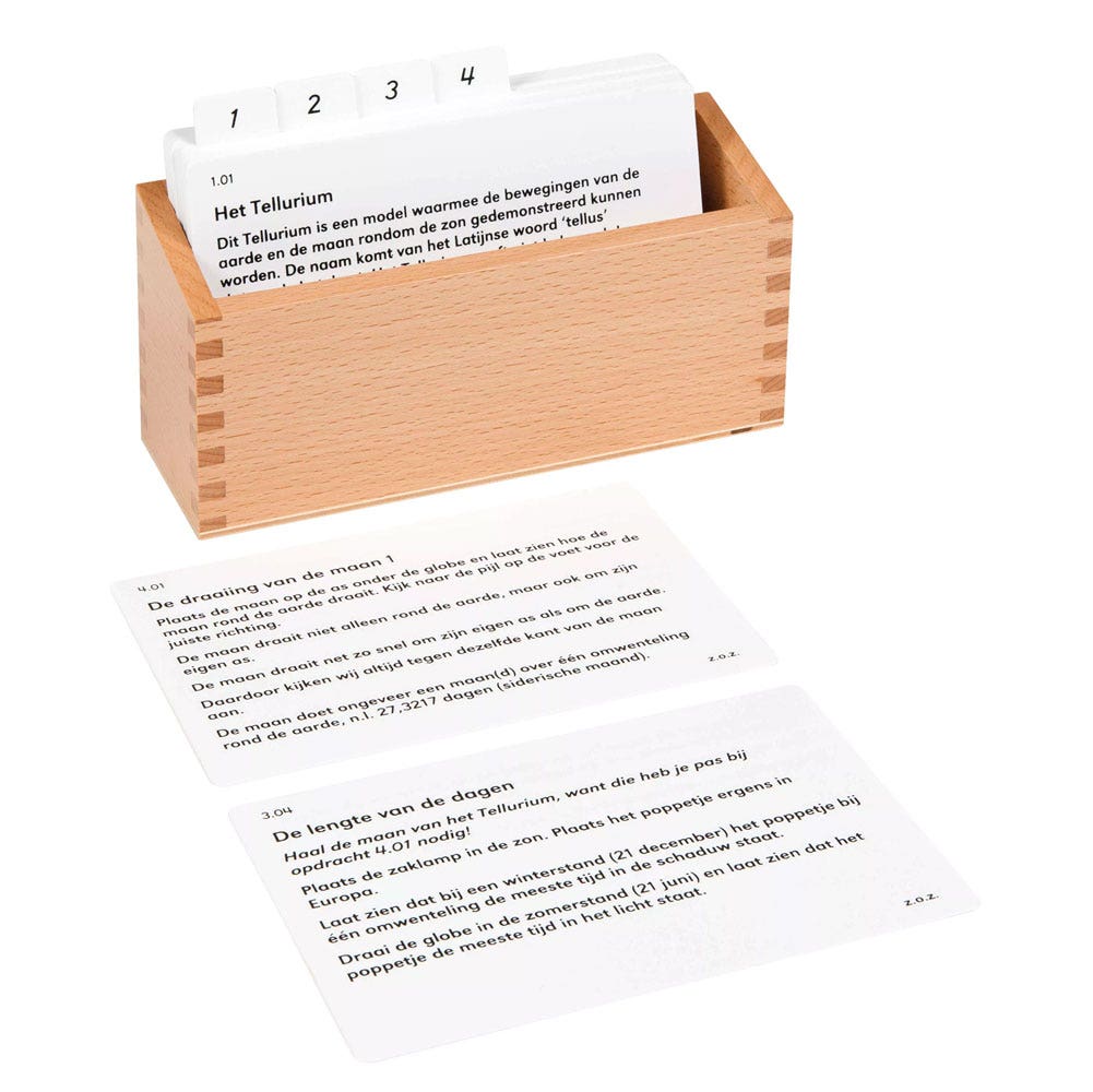 Kistje met opdrachten voor tellurium