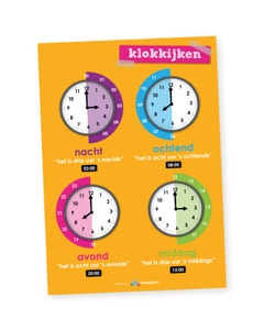 Poster rekenen klokkijken dag/nacht - Lesmaatje