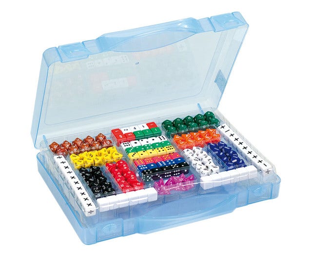 Dobbelsteenkoffer met 162 rekendobbelstenen