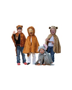 Kostuums (set van 4: leeuw, tijger, luipaard, olifant)