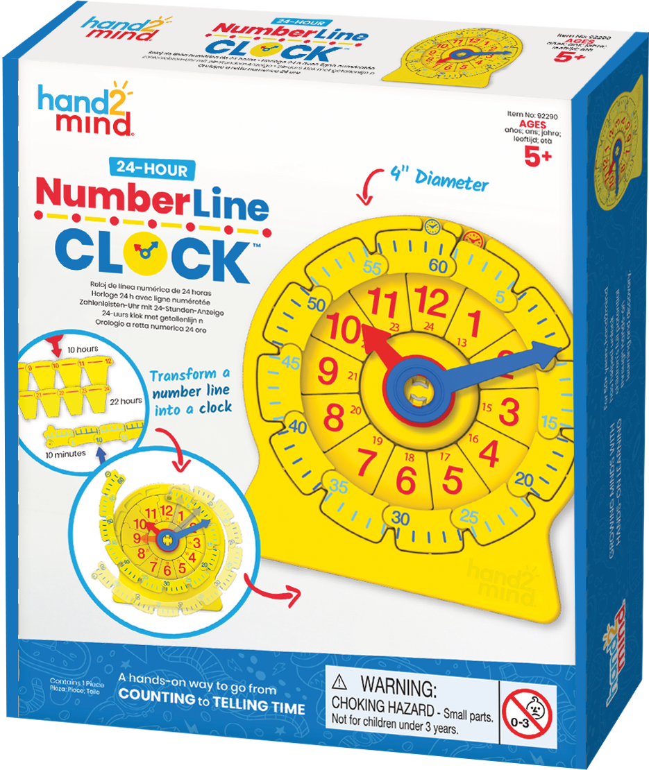 Leerlingklok met getallenlijn | 24 uurs | 12 cm