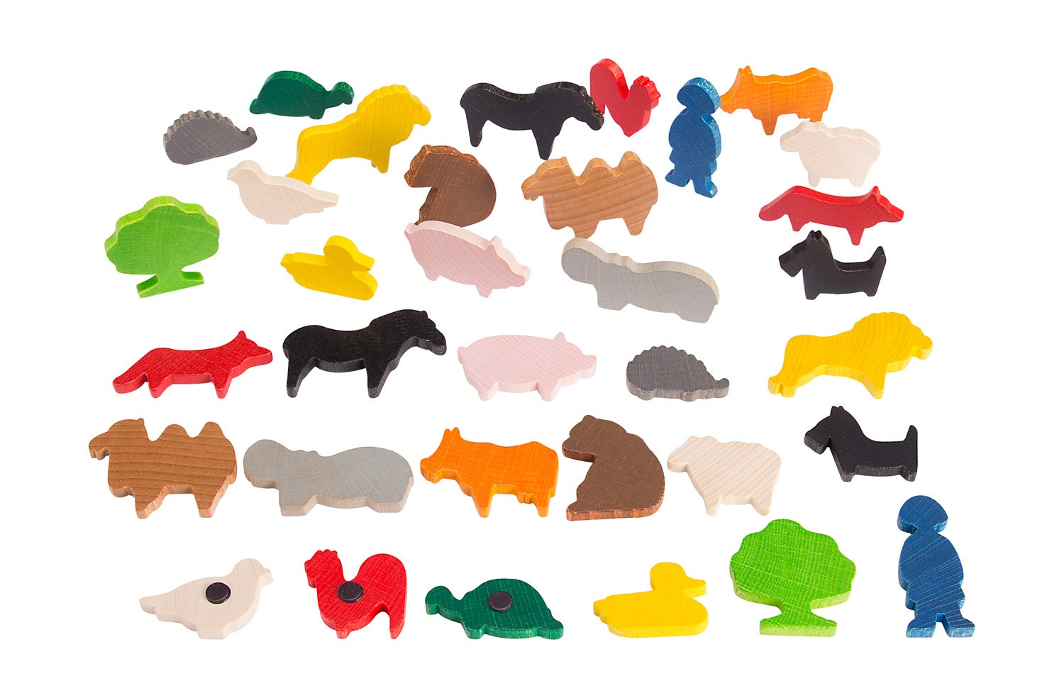 Magnetische dierenfiguren van hout | 34-delig