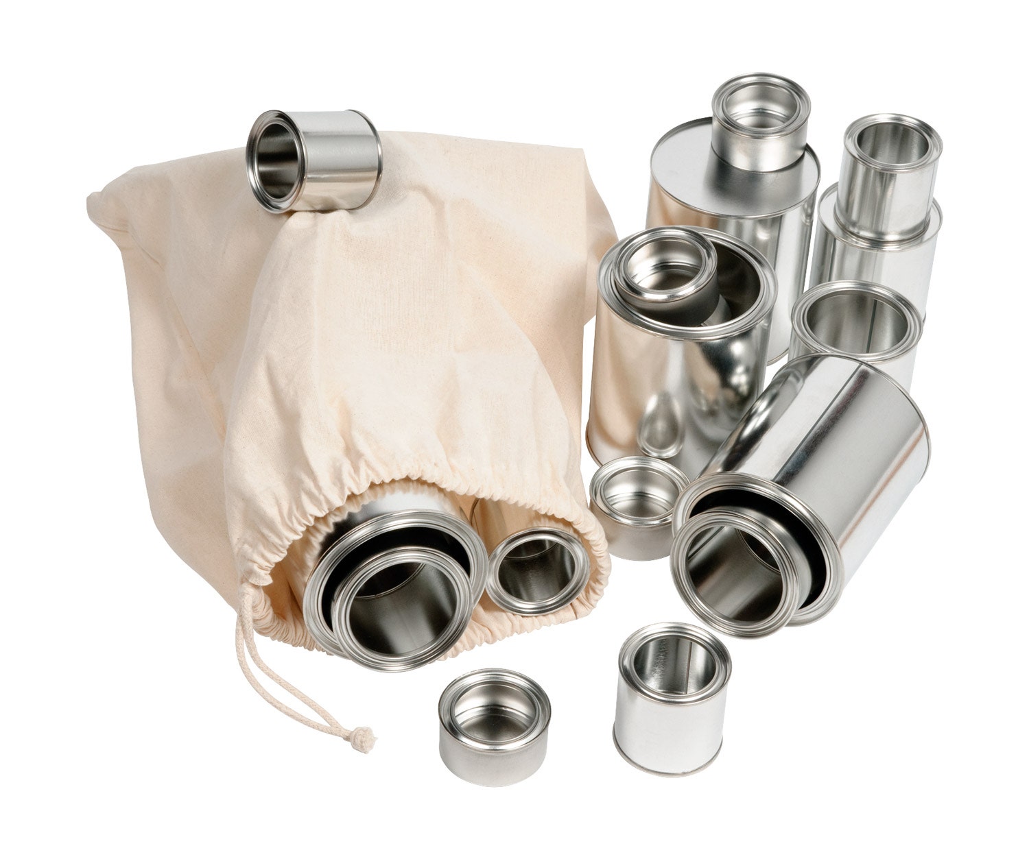 Metalen klein en grote blikjes | 21 stuks