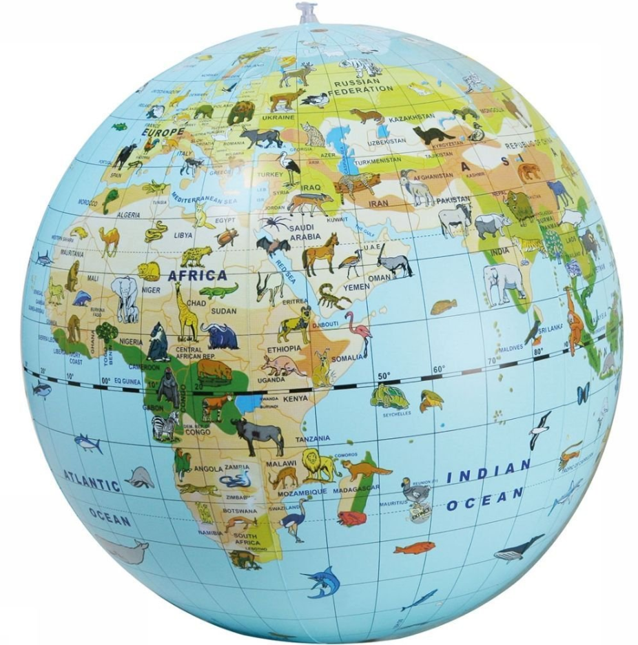 Opblaasbare wereldbol dieren