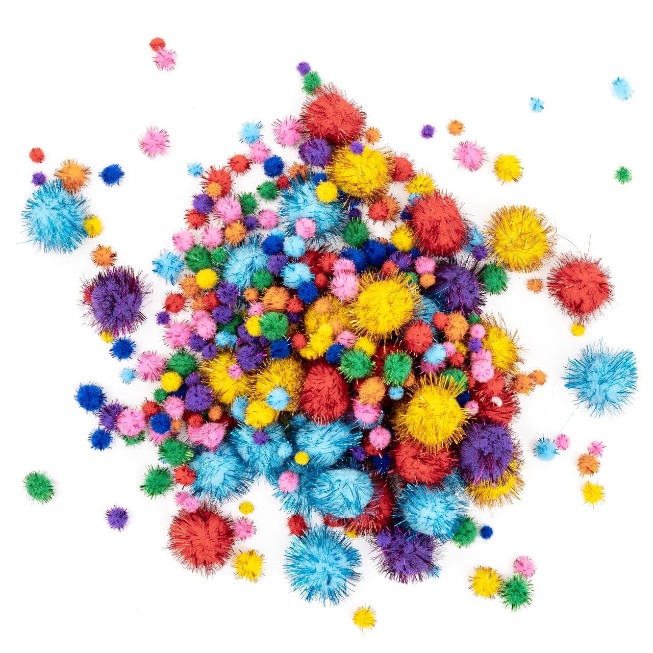 Pompoms | 8 glitterkleuren | 10 - 35 mm (500 st.)