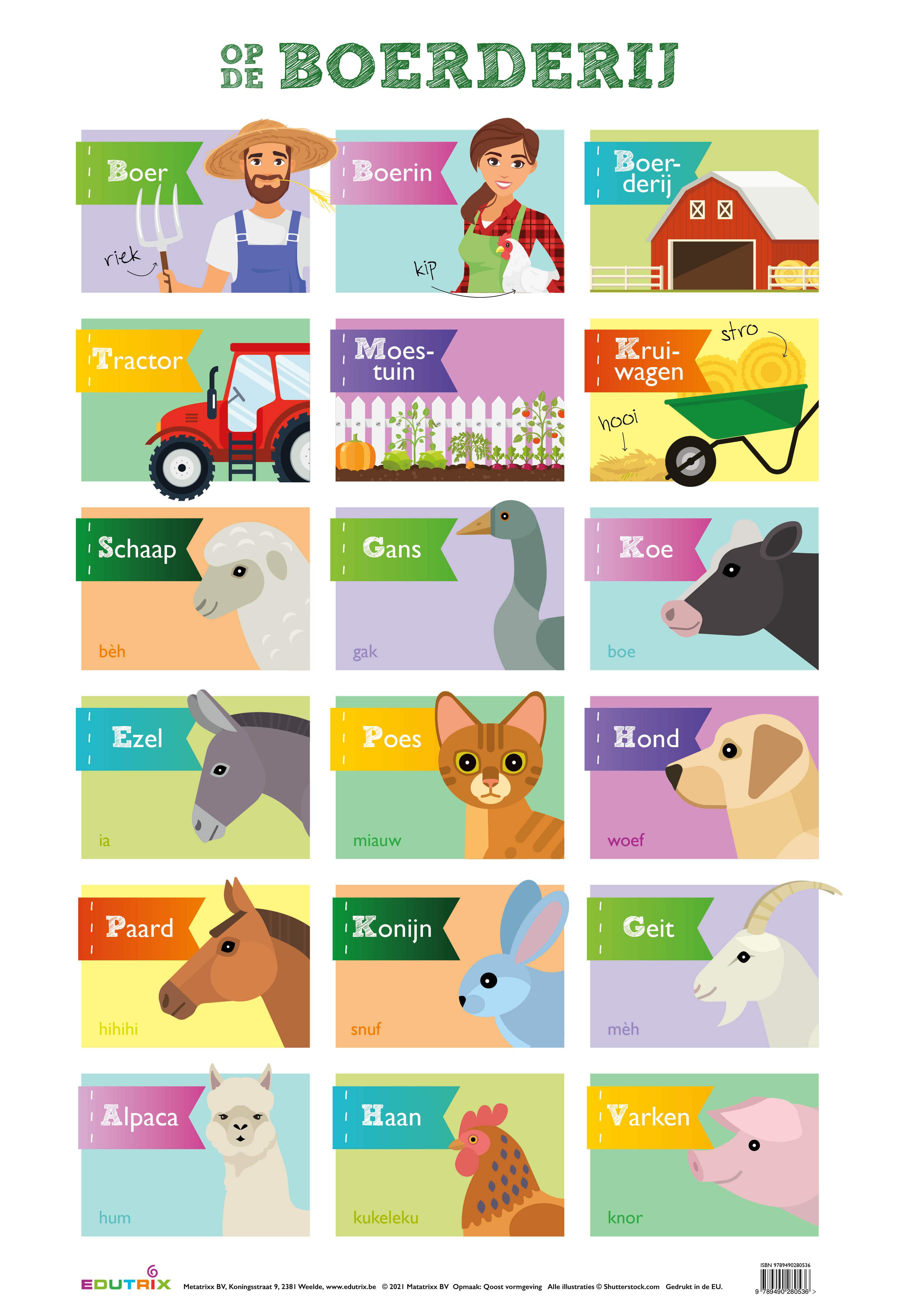 Poster Op de boerderij - Edutrix