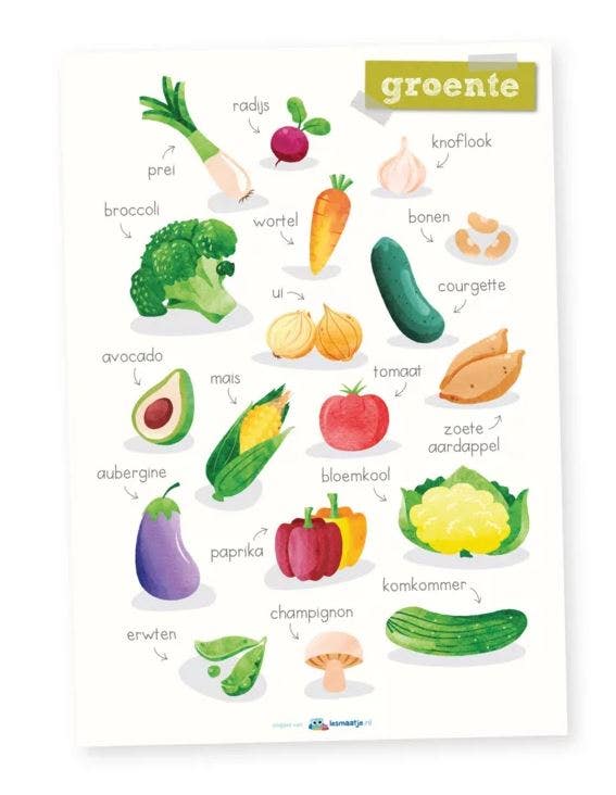 Poster wereldoriëntatie groente - Lesmaatje