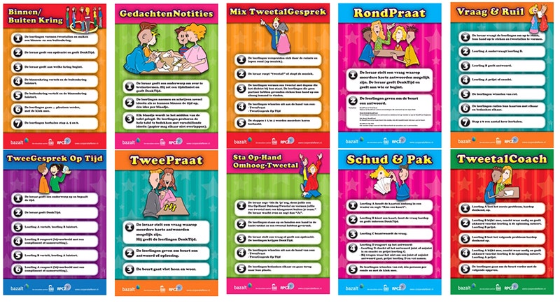 Posterset Structuren Kagan Coöperatief Leren level 1 & 2