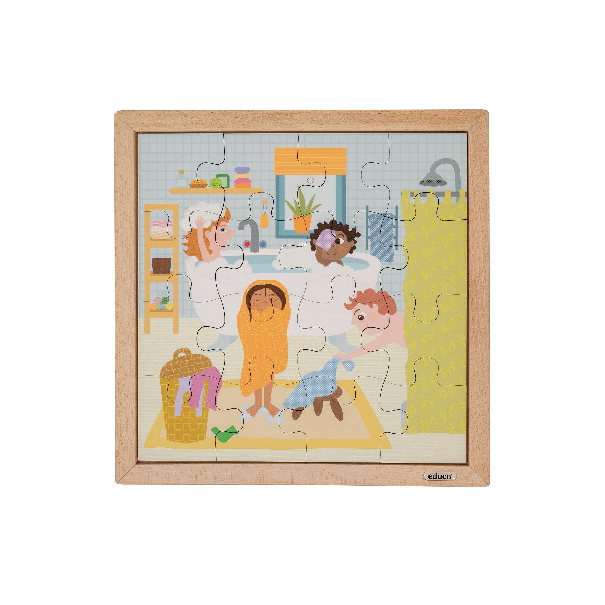 Puzzel | Educo | 16 stukjes | Dagelijkse routine | In bad gaan
