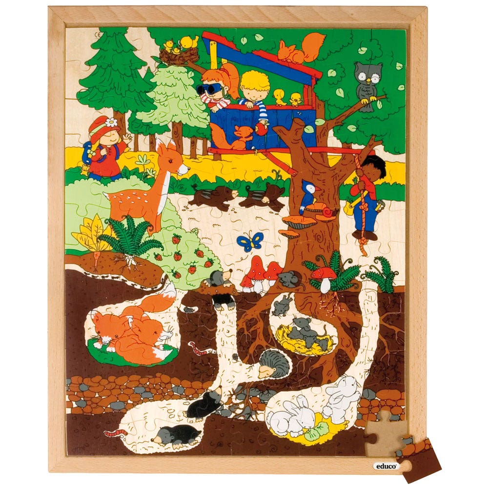 Puzzelserie 120 boven en onder - Boven en onder het bos (120 stukjes)