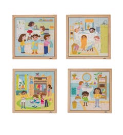 Puzzelserie dagelijkse routine | Educo | Set à 4 puzzels
