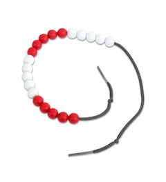 Leerling rekenketting 20 kralen rood/wit