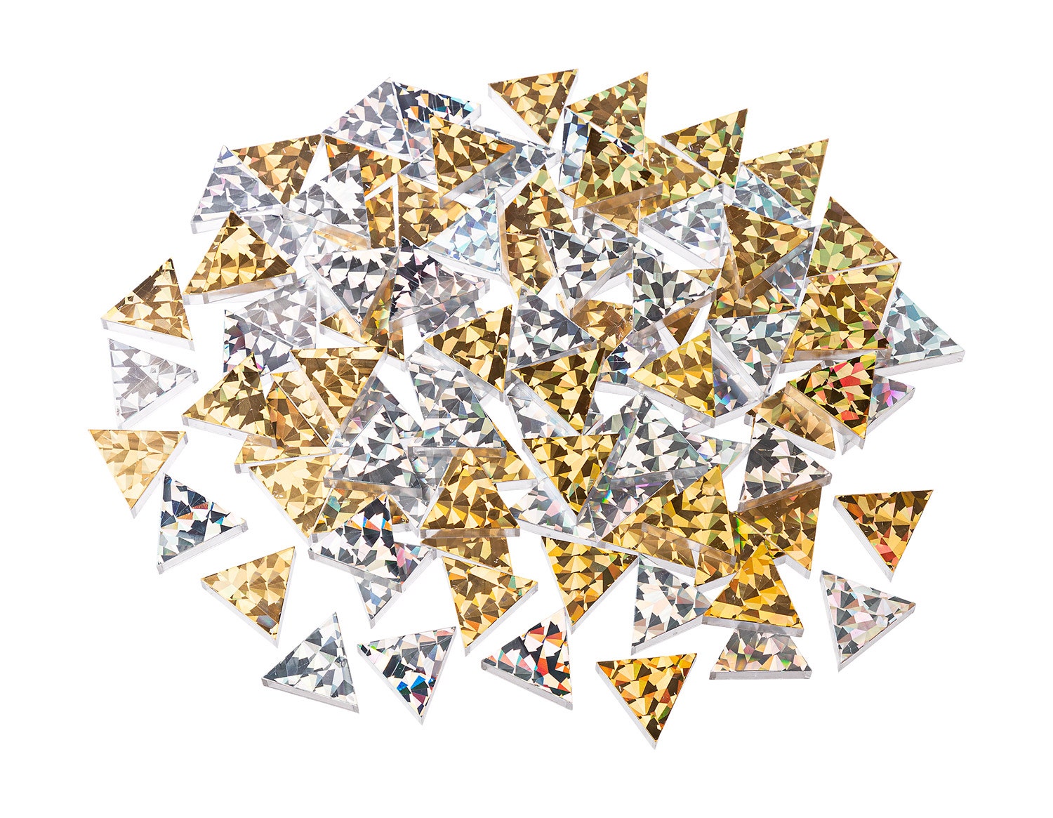 Scope glitter driehoekjes XL | Goud en zilver (100 stuks)