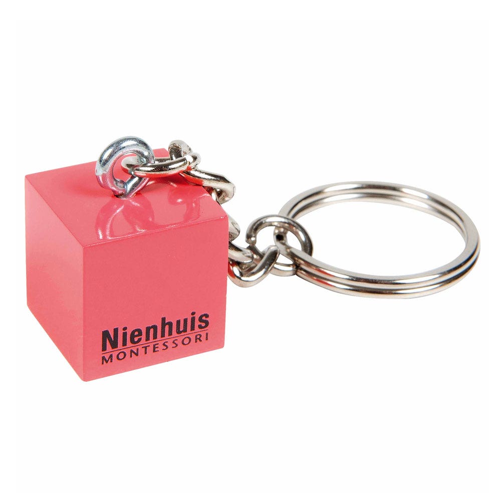 Sleutelhanger Montessori: Roze kubus toren