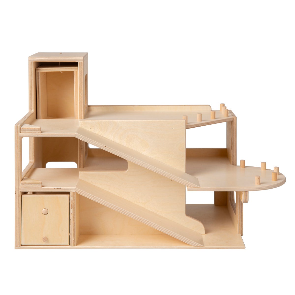 Speelgoed Garage | 2 verdiepingen en lift | Hout | Naturel