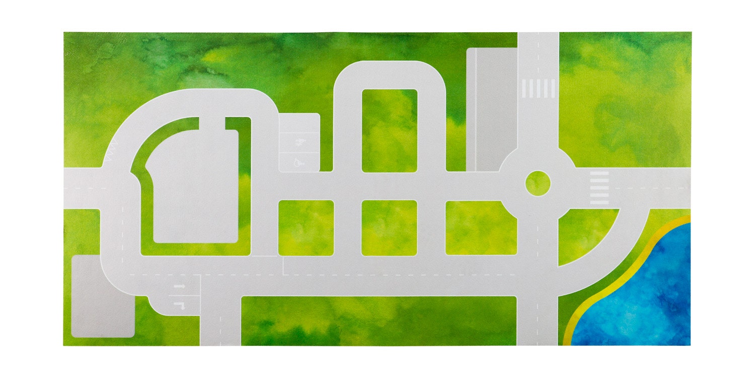 Speelmat met anti-slip | Wegen en natuur | 160 x 160 cm