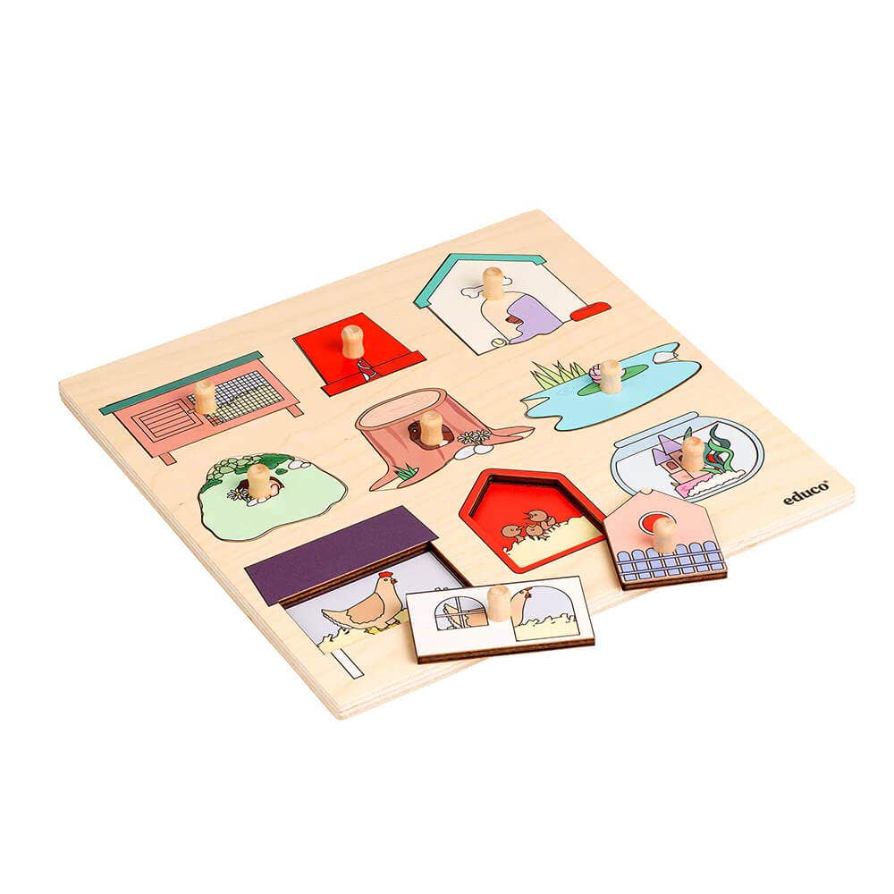 Inlegpuzzel | Surprise | Educo | Dierenhuisjes